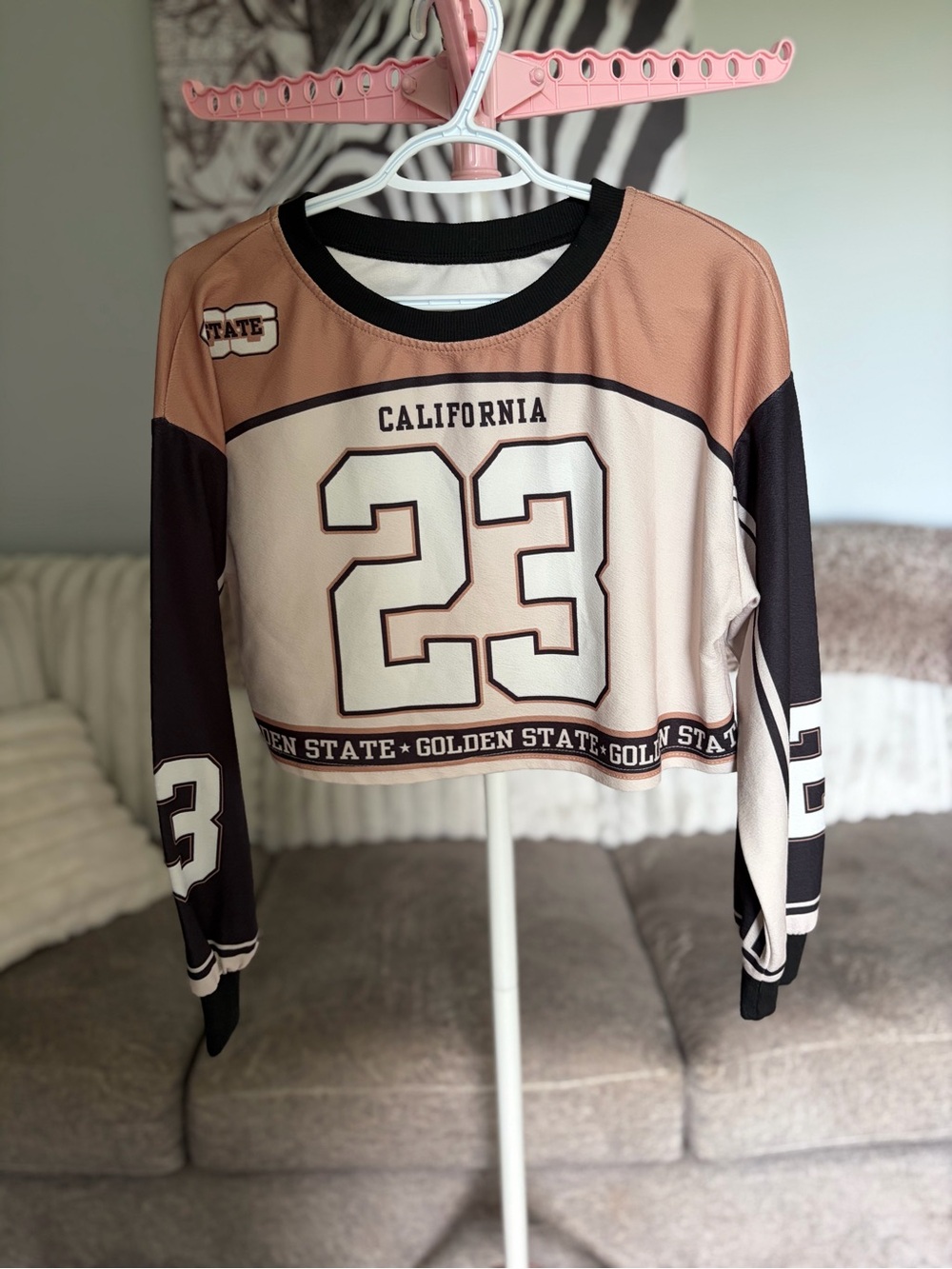 California '23' Crop Sweater - Pink and Black